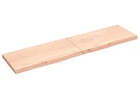 Blat de masă, 200x50x(2-6) cm, lemn masiv de stejar netratat - 1/5