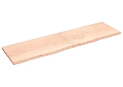 Blat de masă, 220x60x(2-4) cm, lemn masiv de stejar netratat - 1/5