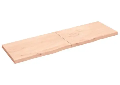 Blat de masă, 200x60x(2-6) cm, lemn masiv de stejar netratat - 1/5