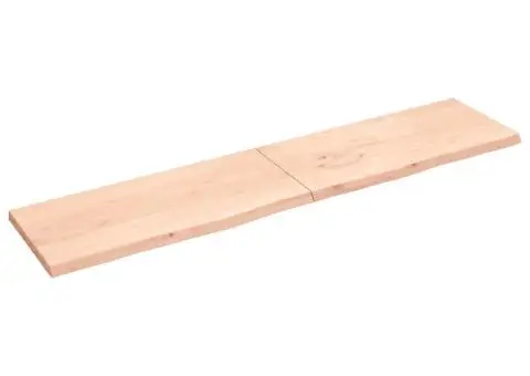 Blat de masă, 220x50x(2-4) cm, lemn masiv de stejar netratat - 2/5