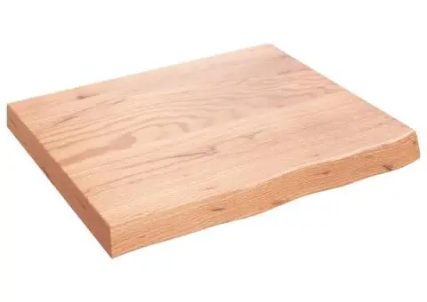 Blat de masă maro 60x50x(2-6) cm, lemn masiv stejar tratat - 2/5