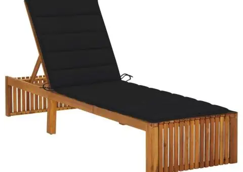 Șezlong cu pernă, lemn masiv de acacia - 1/5