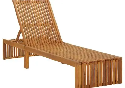 Șezlong cu pernă, lemn masiv de acacia - 2/5
