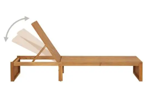 Șezlong cu pernă, lemn masiv de acacia - 4/5