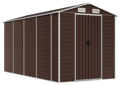 Șopron de grădină, maro, 191x385x198 cm, oțel galvanizat - 2/5