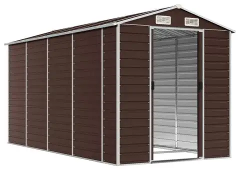 Șopron de grădină, maro, 191x385x198 cm, oțel galvanizat - 3/5