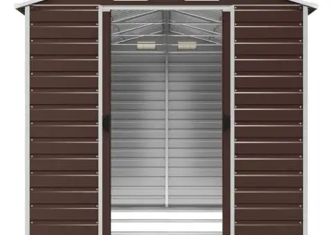 Șopron de grădină, maro, 191x385x198 cm, oțel galvanizat - 5/5