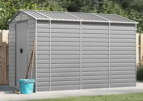 Șopron de grădină, gri deschis, 191x300x198 cm, oțel galvanizat - 1/5