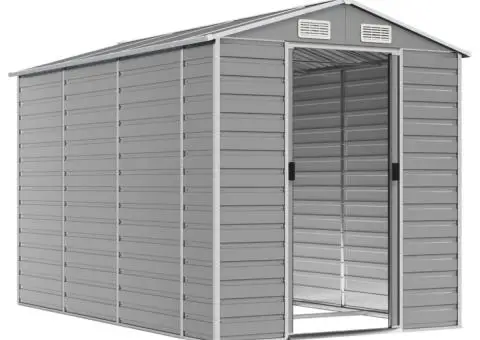 Șopron de grădină, gri deschis, 191x300x198 cm, oțel galvanizat - 3/5