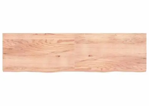 Blat de masă maro 220x60x(2-6) cm, lemn masiv stejar tratat - 4/5