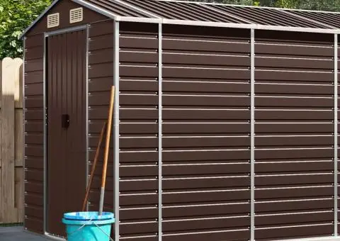 Șopron de grădină, maro, 191x725x198 cm, oțel zincat - 1/5