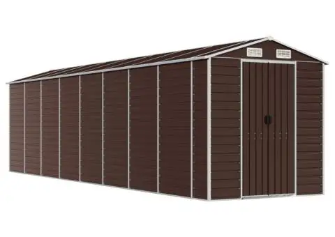 Șopron de grădină, maro, 191x725x198 cm, oțel zincat - 2/5