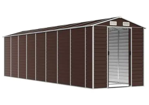 Șopron de grădină, maro, 191x725x198 cm, oțel zincat - 3/5