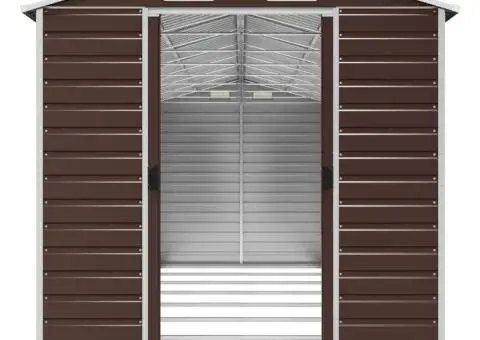 Șopron de grădină, maro, 191x725x198 cm, oțel zincat - 5/5