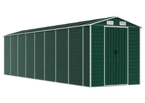 Șopron de grădină, verde, 191x725x198 cm, oțel zincat - 2/5