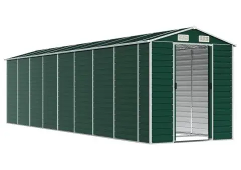 Șopron de grădină, verde, 191x725x198 cm, oțel zincat - 3/5