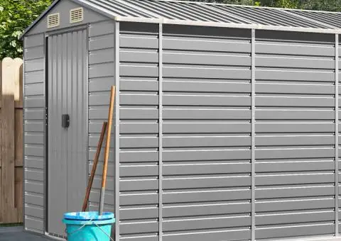 Șopron de grădină, gri deschis, 191x470x198 cm, oțel galvanizat - 1/5