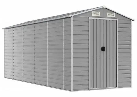 Șopron de grădină, gri deschis, 191x470x198 cm, oțel galvanizat - 2/5