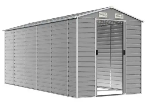 Șopron de grădină, gri deschis, 191x470x198 cm, oțel galvanizat - 3/5