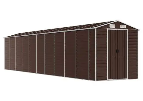 Șopron de grădină, maro, 191x895x198 cm, oțel zincat - 2/5