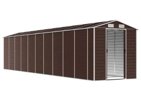 Șopron de grădină, maro, 191x895x198 cm, oțel zincat - 3/5