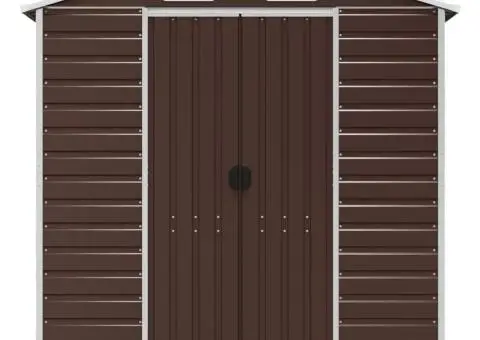 Șopron de grădină, maro, 191x895x198 cm, oțel zincat - 4/5