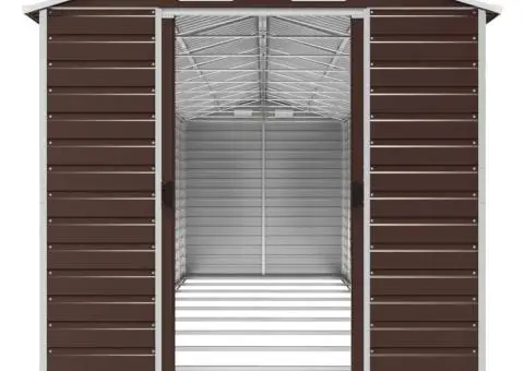 Șopron de grădină, maro, 191x895x198 cm, oțel zincat - 5/5