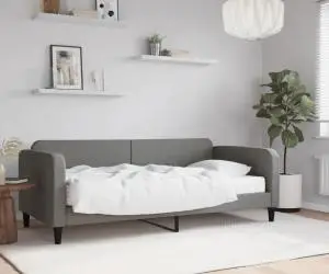 vidaXL Pat de zi cu saltea, gri închis, 90x190 cm, textil