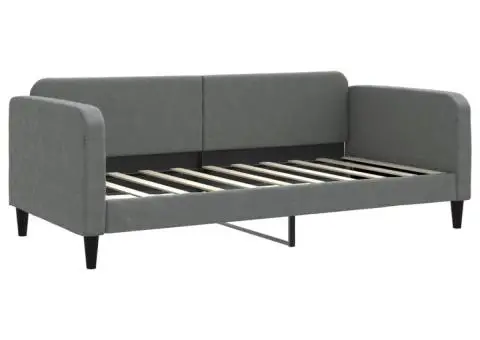 Pat de zi cu saltea, gri închis, 90x190 cm, textil - 3/5