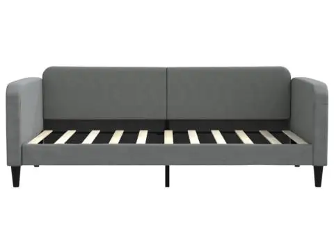 Pat de zi cu saltea, gri închis, 90x190 cm, textil - 4/5