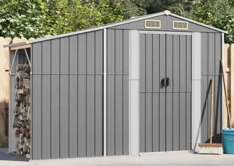 Șopron de grădină, gri, 277x93x179 cm, oțel zincat - 1/5