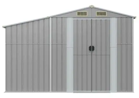 Șopron de grădină, gri, 277x93x179 cm, oțel zincat - 3/5