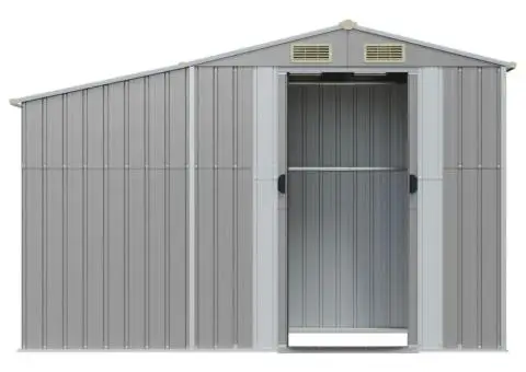 Șopron de grădină, gri, 277x93x179 cm, oțel zincat - 4/5