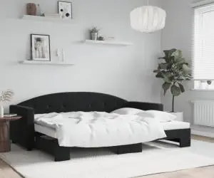 vidaXL Pat de zi cu extensie, negru, 80x200 cm, catifea