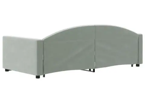 Pat de zi cu extensie, gri deschis, 90x190 cm, catifea - 5/5