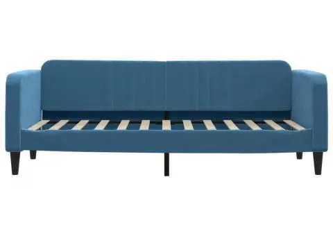 Pat de zi cu saltea, albastru, 80x200 cm, catifea - 4/5