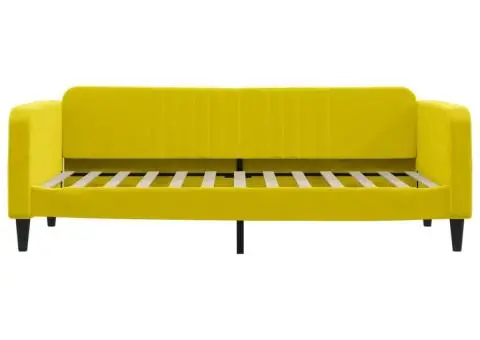 Pat de zi cu saltea, galben, 90x200 cm, catifea - 4/5
