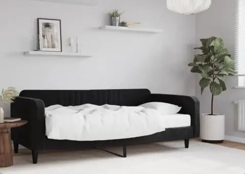 Pat de zi cu saltea, negru, 100x200 cm, catifea - 1/5