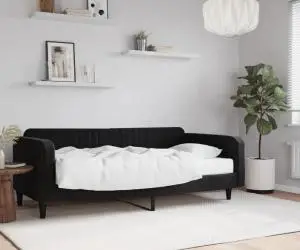 vidaXL Pat de zi cu saltea, negru, 100x200 cm, catifea