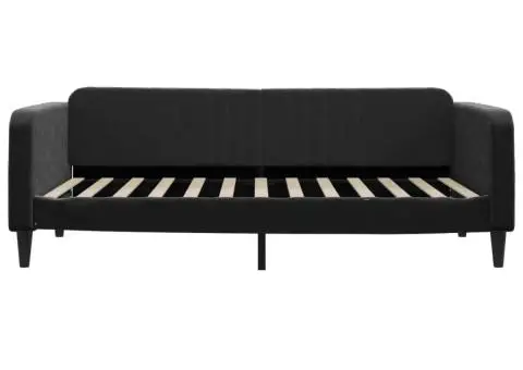 Pat de zi cu saltea, negru, 100x200 cm, catifea - 4/5