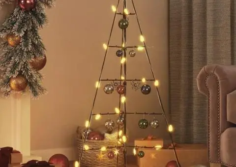 Brad de Crăciun din metal pentru decor, negru, 100 cm - 1/5