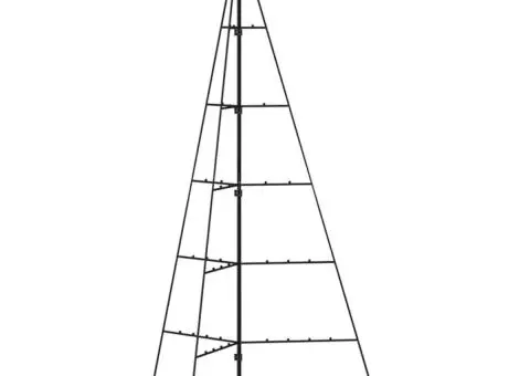 Brad de Crăciun din metal pentru decor, negru, 100 cm - 3/5