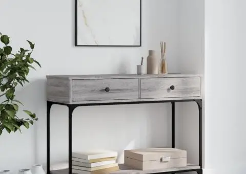 Măsuță consolă, gri sonoma, 100x34,5x75 cm, lemn prelucrat - 1/5