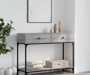 vidaXL Măsuță consolă, gri sonoma, 100x34,5x75 cm, lemn prelucrat