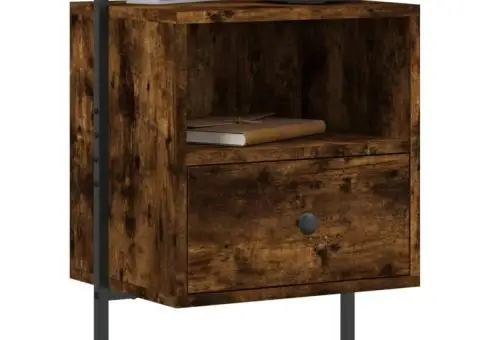 Noptiere de perete, 2 buc., stejar fumuriu, 40x30x61 cm, lemn - 3/5