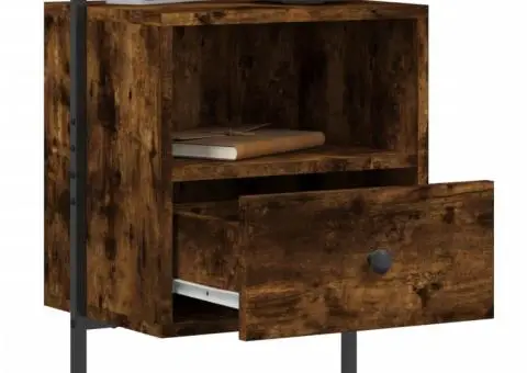 Noptiere de perete, 2 buc., stejar fumuriu, 40x30x61 cm, lemn - 4/5