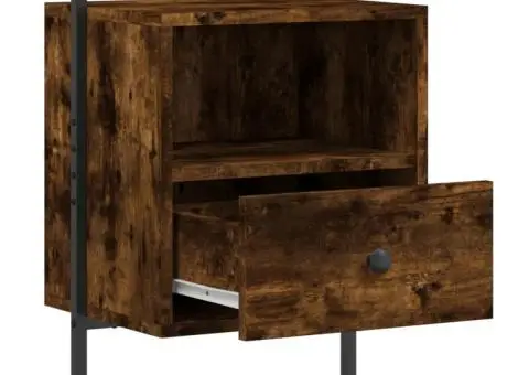 Noptiere de perete, 2 buc., stejar fumuriu, 40x30x61 cm, lemn - 5/5