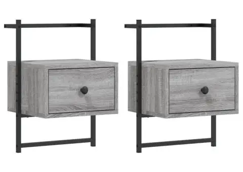 Noptiere de perete, 2 buc., gri sonoma, 35x30x51 cm, lemn - 2/5