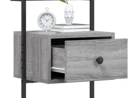 Noptiere de perete, 2 buc., gri sonoma, 35x30x51 cm, lemn - 3/5