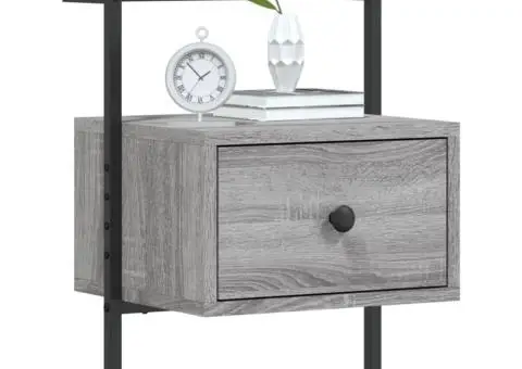 Noptiere de perete, 2 buc., gri sonoma, 35x30x51 cm, lemn - 4/5